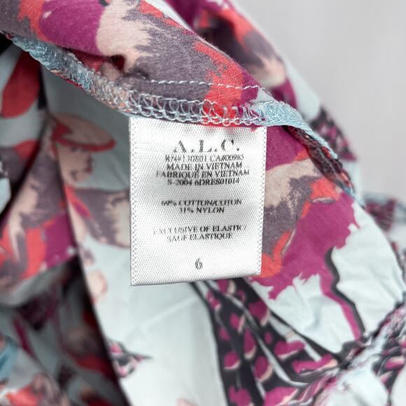 ALC Emilia Dress Floral Midi Blue Smocked Tiered Spaghetti Strap Sleeveless Sz 6 - Picture 13 of 14